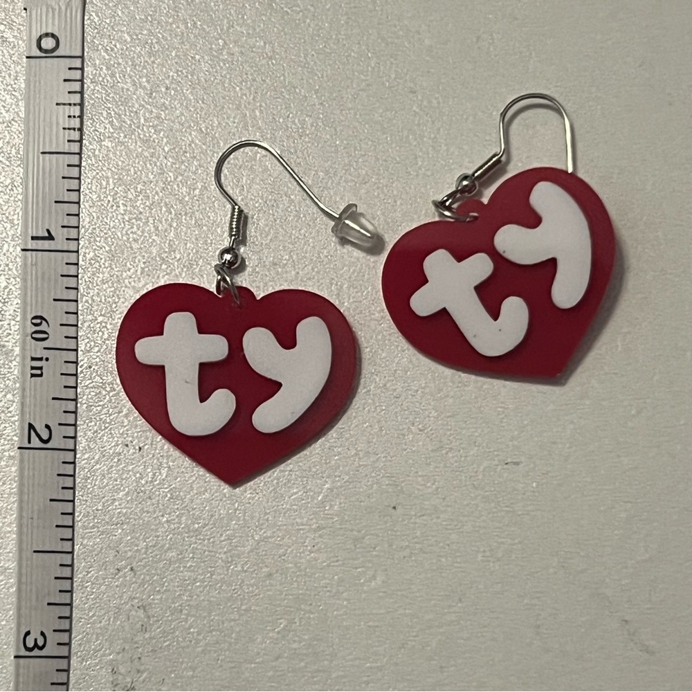 Beanie Baby Inspired Heart-Shaped TY earings